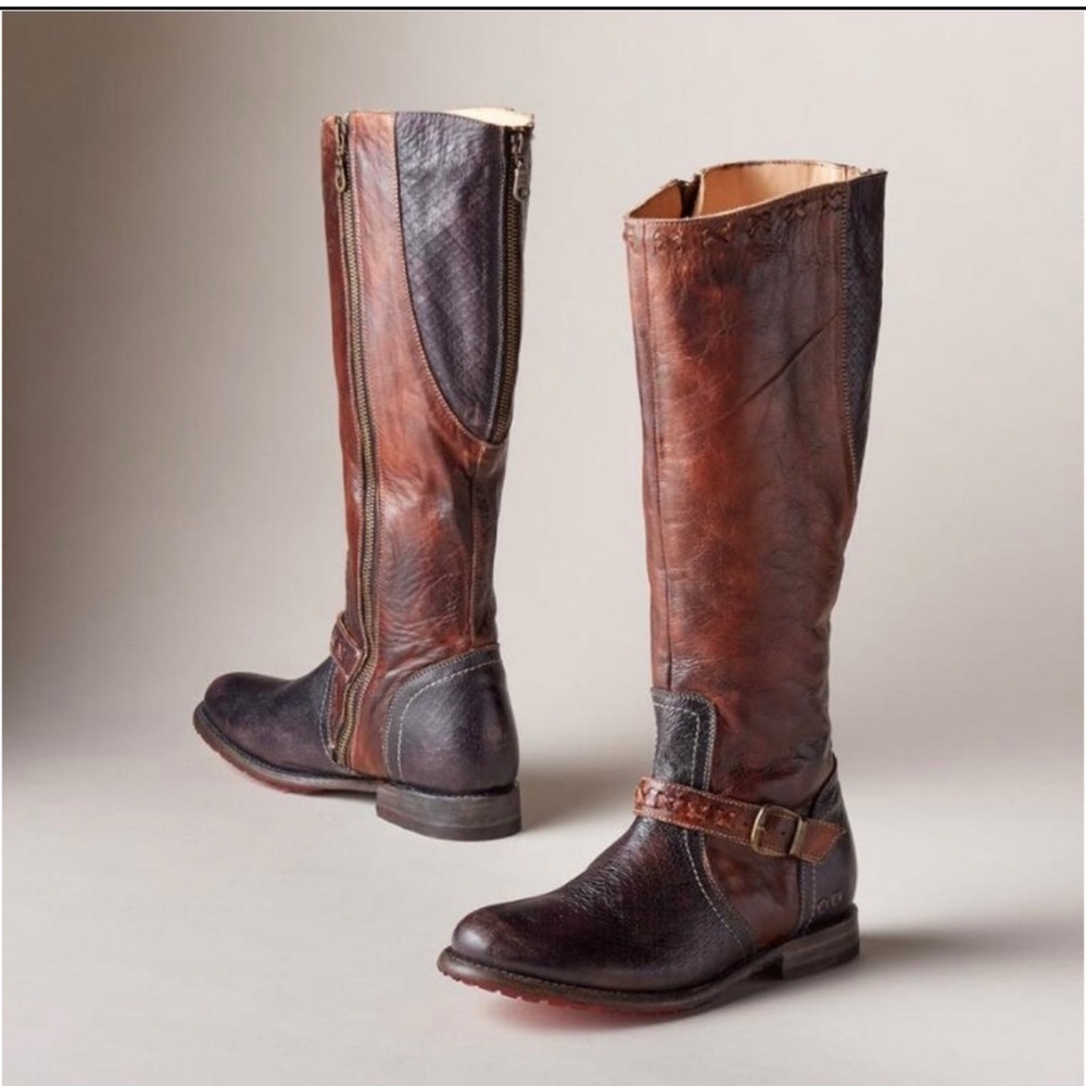 NWT Bed Stu Glaye Tall Boots Black and Teak Driftwood
